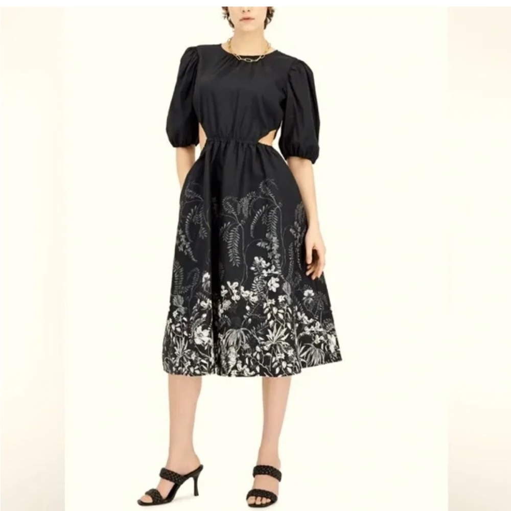INC International Concepts Black & White Floral Cutout Dress Size M